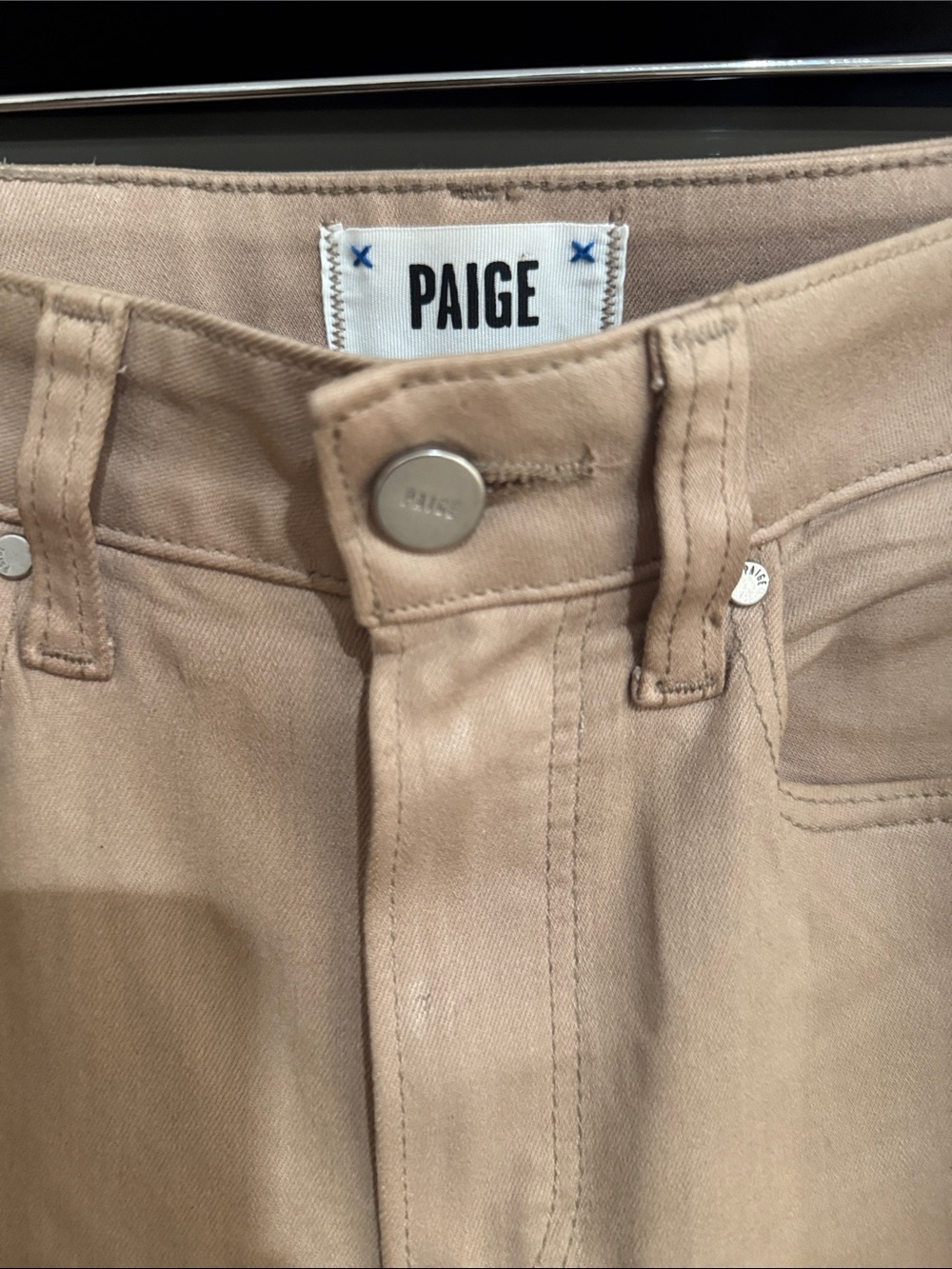 PAIGE Anessa Wide Leg Jeans Beige Sand High Rise Size 24 - Picture 3 of 7